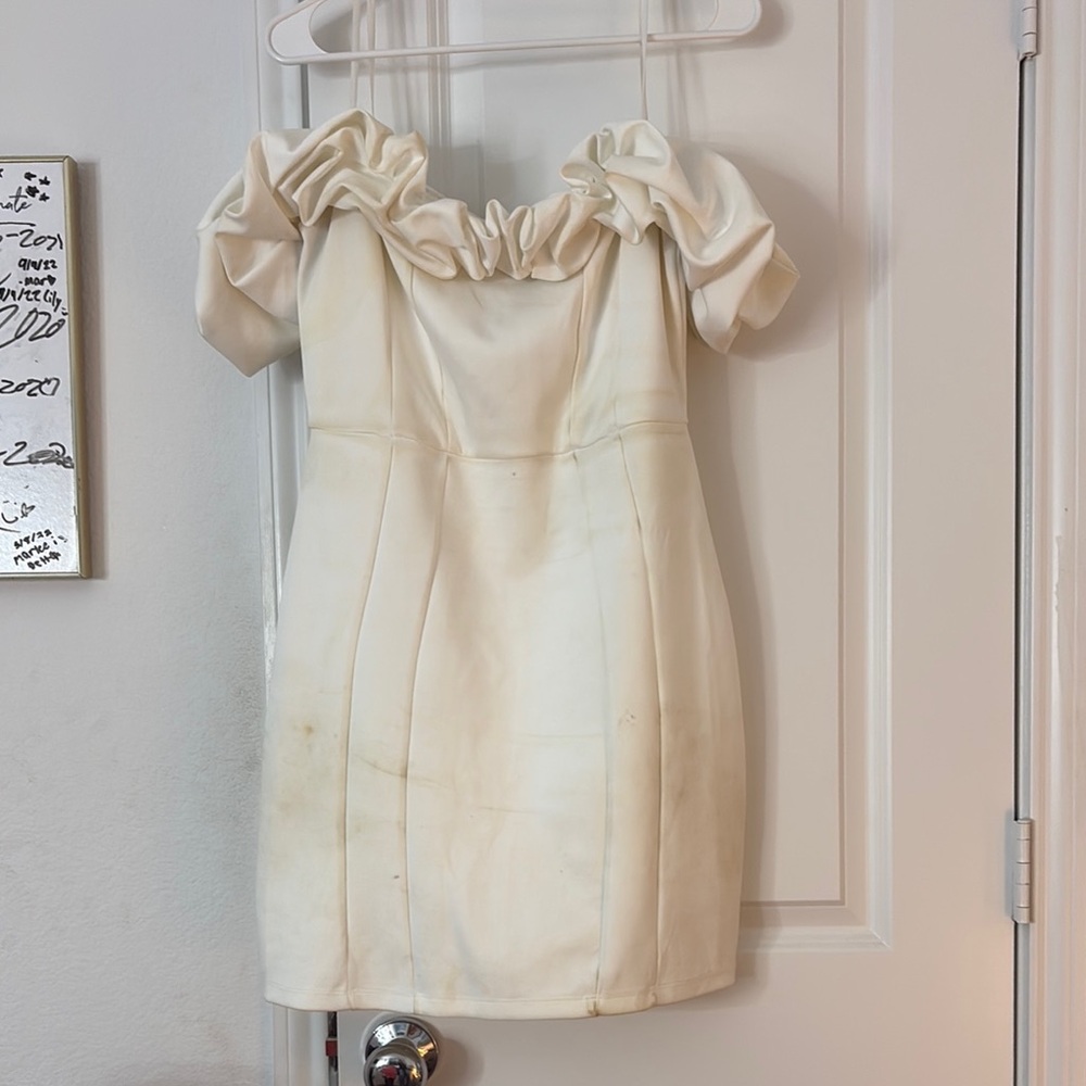 Elegant Cream Off-Shoulder Dress